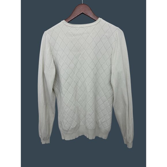 Opening Ceremony White Diamond Knit Sweater L/G Viscose Blend Crewneck Long Slee - Picture 6 of 7